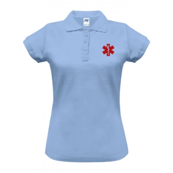 Koszulka polo damska medyczna z grafiką "eskulap"